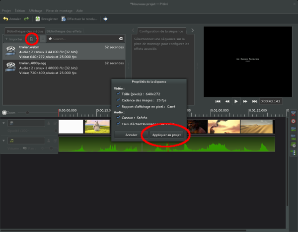 Capture d'écran de Pitivi