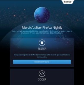 page de premier démarrage de Firefox Nightly 33