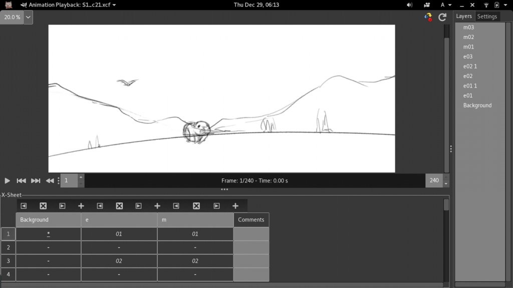 GIMP Animation plug-in: Cel-animation view