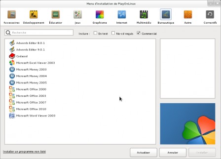 playonlinux bureautique, mar. 2013 playonlinux bureautique