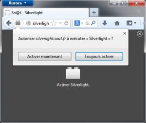 Cliquer pour activer Silverlight dans Firefox 26