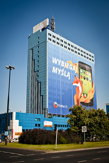 Panneau publicitaire Firefox OS à Varsovie 10 juillet 2013