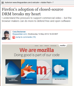 Flash – Firefox's adoption of closed-source DRM breaks my heart – The Guardian
