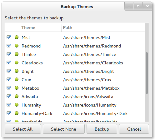 Aptik thèmes et icônes backup