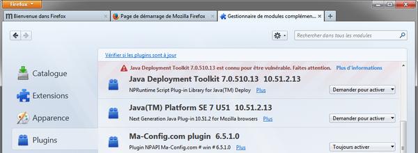 Plugins dans Firefox 26