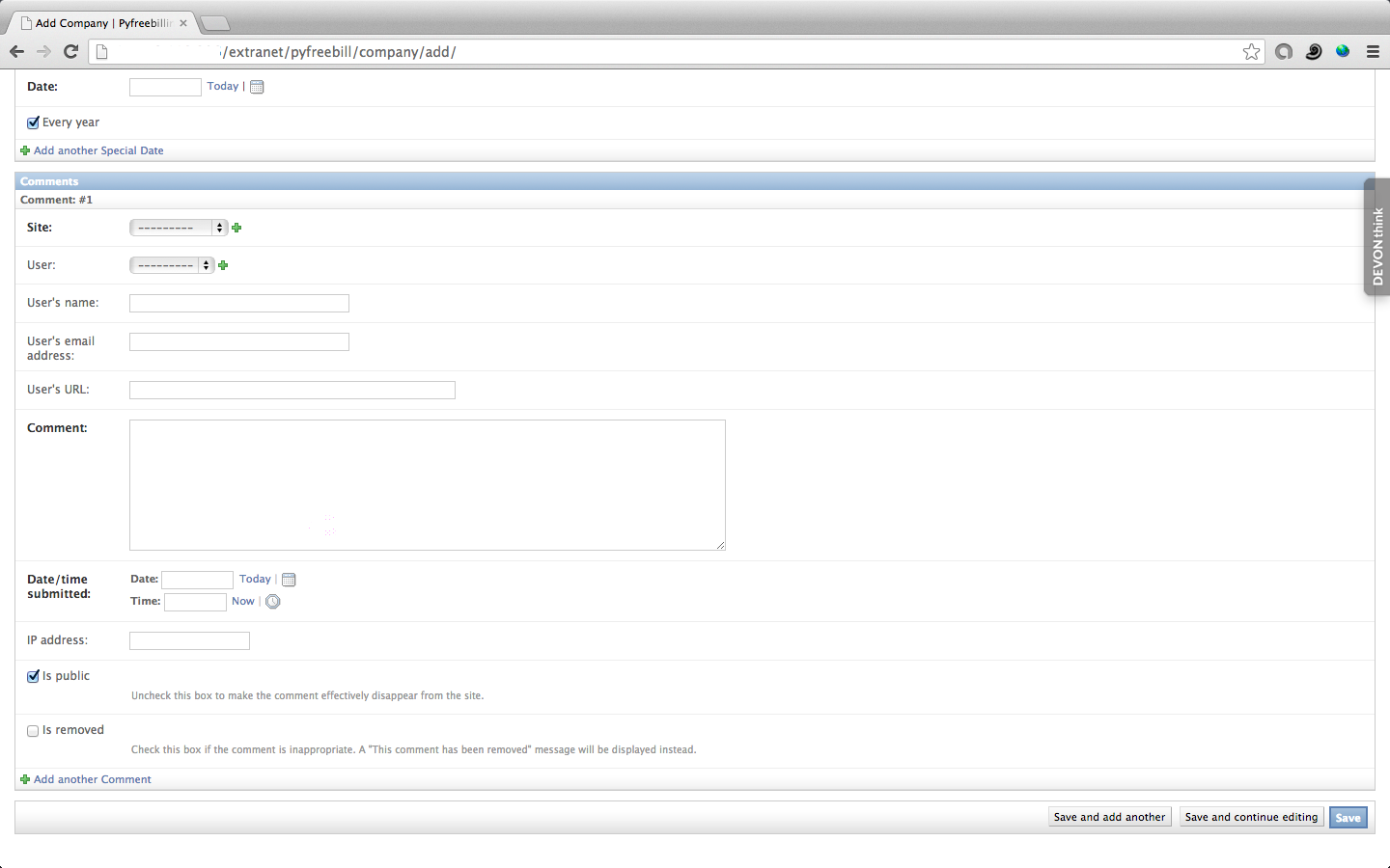 Customer creation - detail 2 - PyFreeBilling