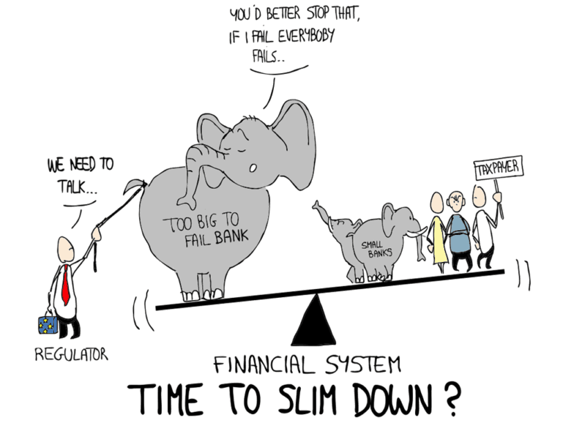 Too-big-to-fail banks not only threaten our financial system – they also distort competition © Frédéric Hache / Finance Watch