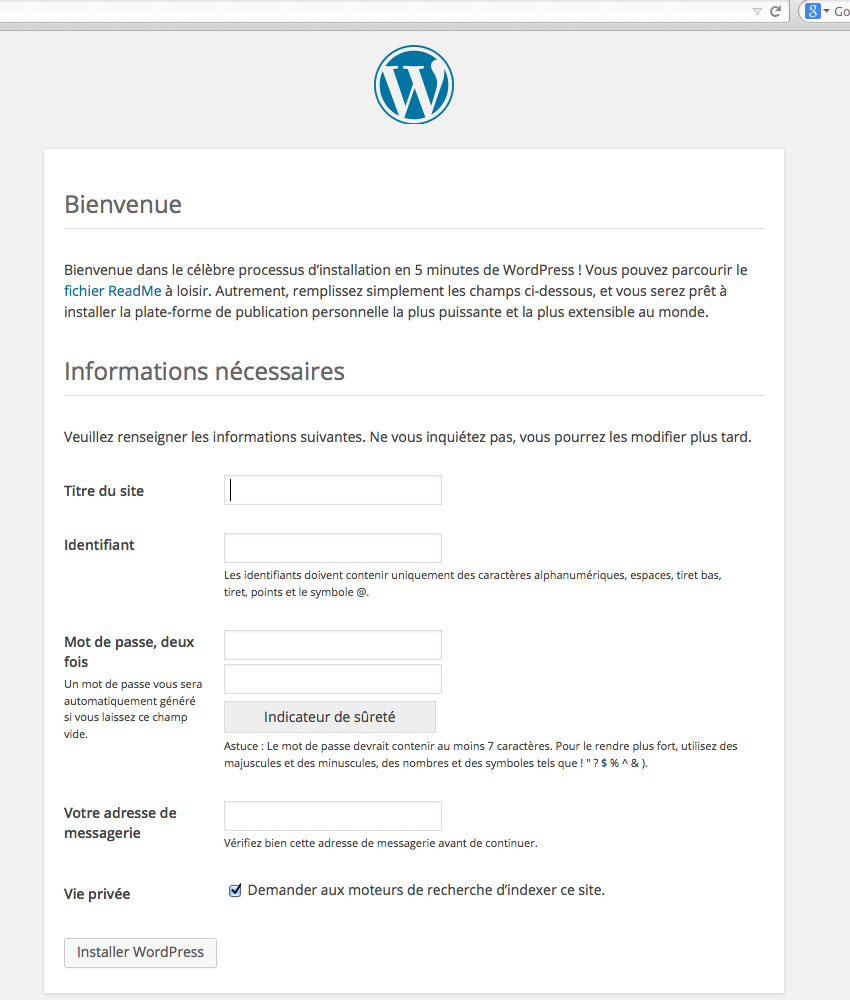 Wordpress prêt à être utilisé
