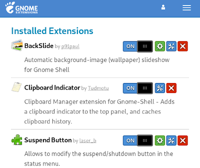 Interface de gestion en ligne des extensions pour GNOME Shell