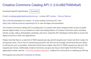 CC Catalog API (screenshot)
