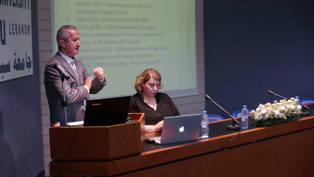 Dr. Fawzi baroud and Ms. Naeema Zarif at the OER symposium