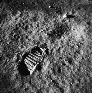 Boot print on the Moon's surface from the Apollo 11 mission.