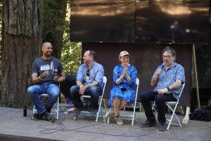 Photo of panel from Dweb Camp, decentralized web conference at Camp Navarro, Navarro, CA