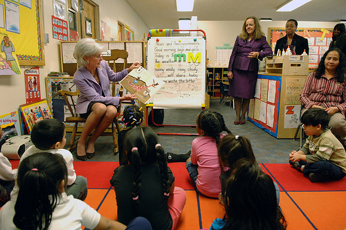 On Thursday, February 17, HHS Secretary Kathleen Sebelius visited the Judy Hoyer Early Learning Center at Cool Springs Elementary School in Adelphi, Maryland. HHS photo by Chris Smith, US Government work