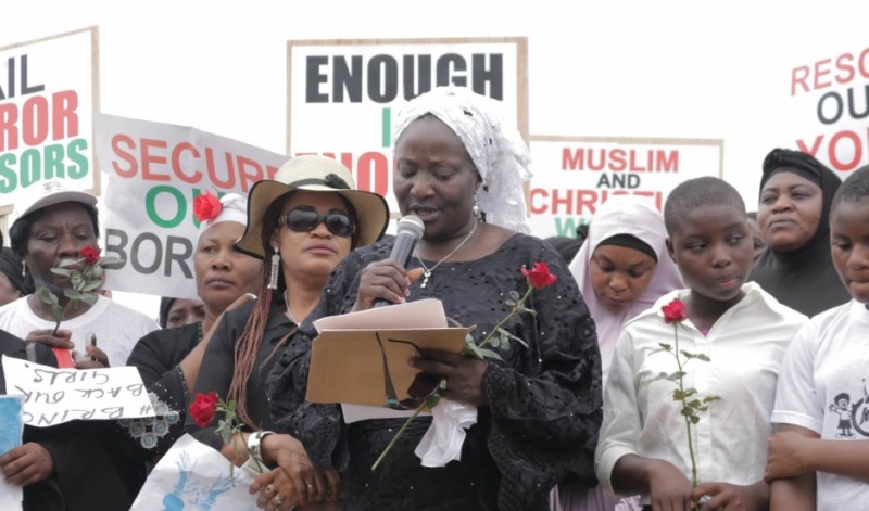 Nigerian pastor Esther Ibanga joined with Muslim leaders in the city of Jos to call for the return of Chibok girls who were kidnapped by the extremist group Boko Haram. Credit: Women Without Walls Initiative (Willie Abok). Published with PRI's permission