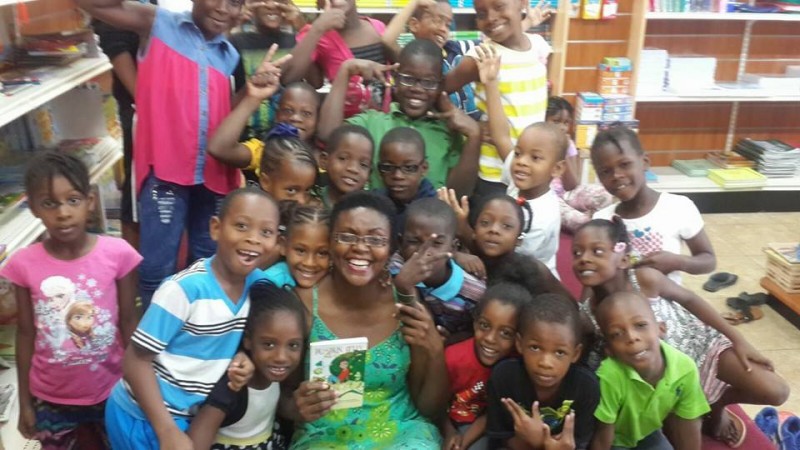 Publisher Tanya Batson-Savage visits the Trench Town Reading Centre in Jamaica. Photo by the author, used with permission. 