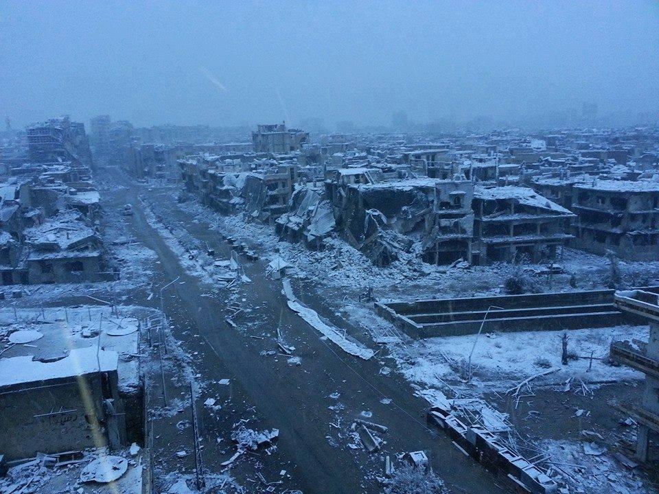 Homs this winter. This photograph has been widely shared online. (Source: unknown) 
