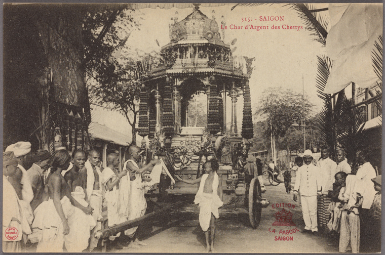 The silver chariot of the Chetties. A religious procession in Vietnam. Photo from The New York Public Library Digital Collections