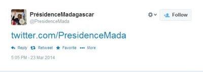First tweet by president of Madagascar 