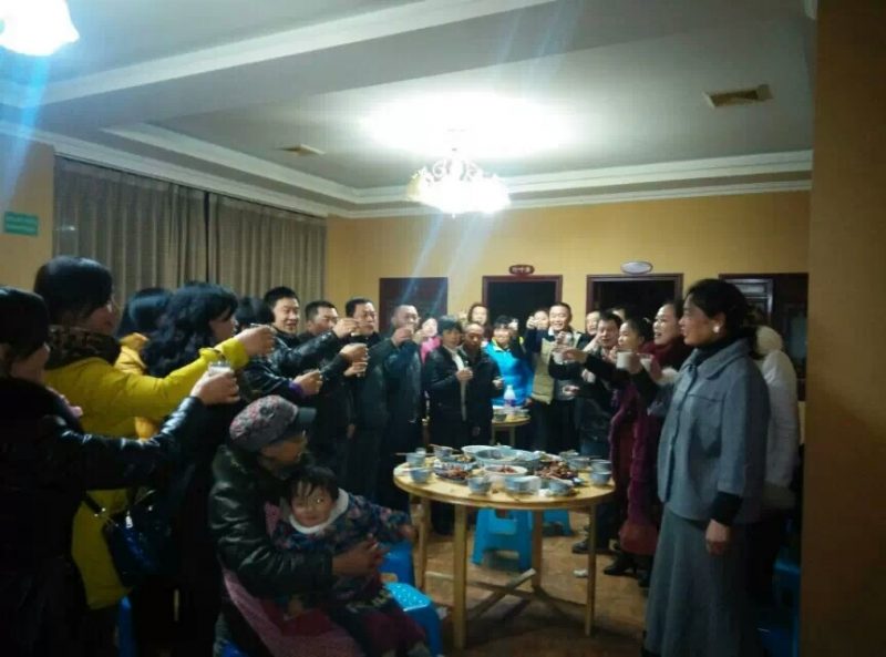 Huang Qi celebrating with Tianwang volunteers after being released from prison in 2011. Photo: Supplied by Huang Qi.