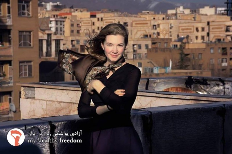 Maria from Germany on a rooftop in Iran. Photo from My Stealthy Freedom.
