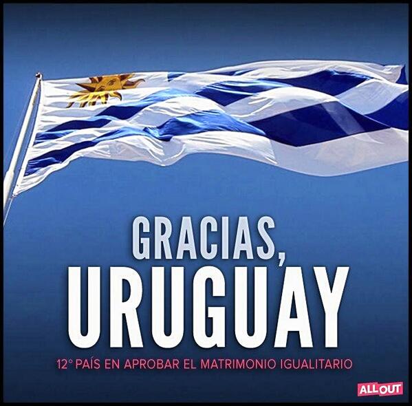 Thank you, Uruguay. 12th country to approve equal marriage. Photo shared by @Pedro_Zerolo on Twitter
