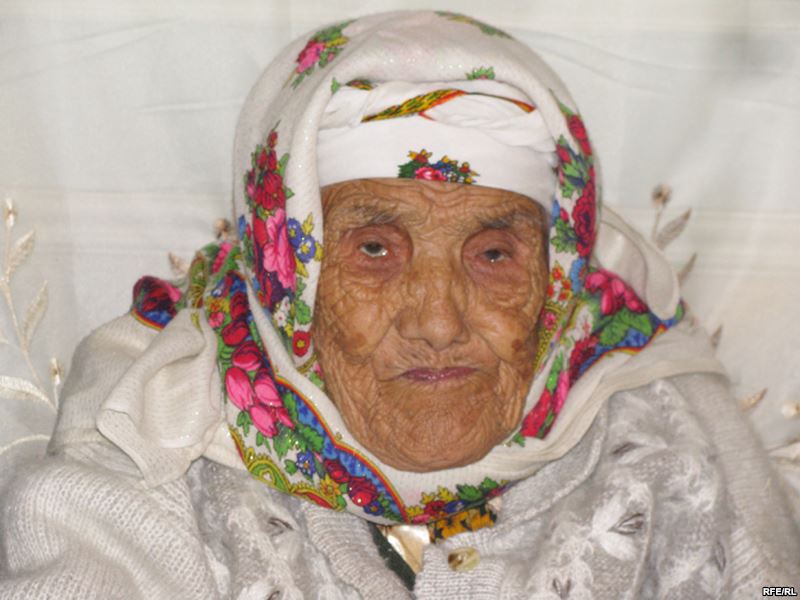 Tuti Yusupova - the oldest in the world? Image from RFE/RL. Used under creative commons.