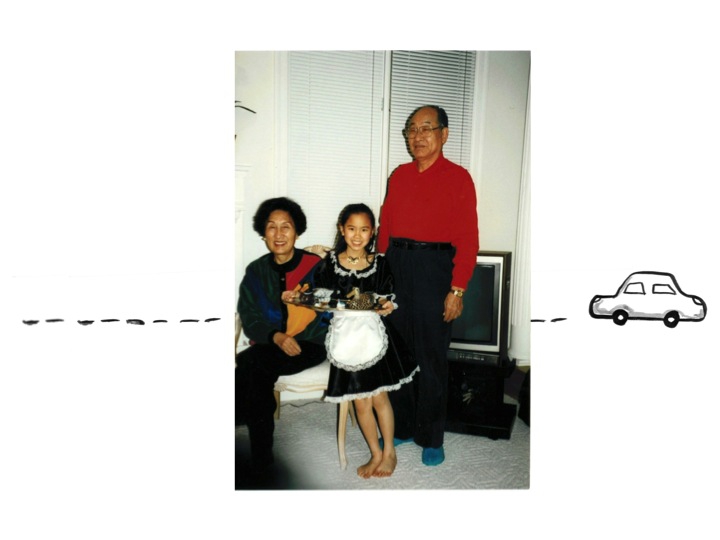 Yowei Shaw and her grandparents. Credit: Emily Yao. Used with PRI's permission