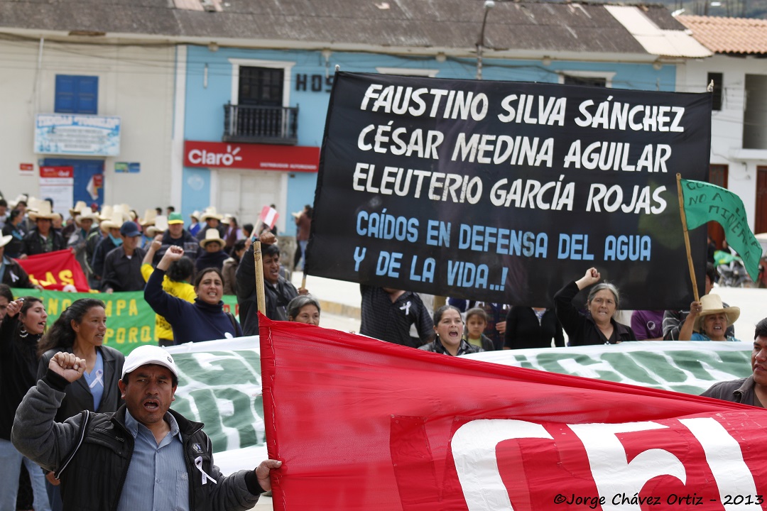 Manifestación pacífica en Celendín el 3 de julio, 2013. Foto de Jorge Chávez, usada con permiso.