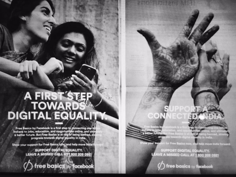 Annonces publicitaires de Free Basics de 2015. Des images largement partagées sur les médias sociaux.