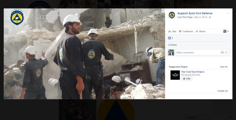 A photo posted to the Support Syria Civil Defence Facebook page. 