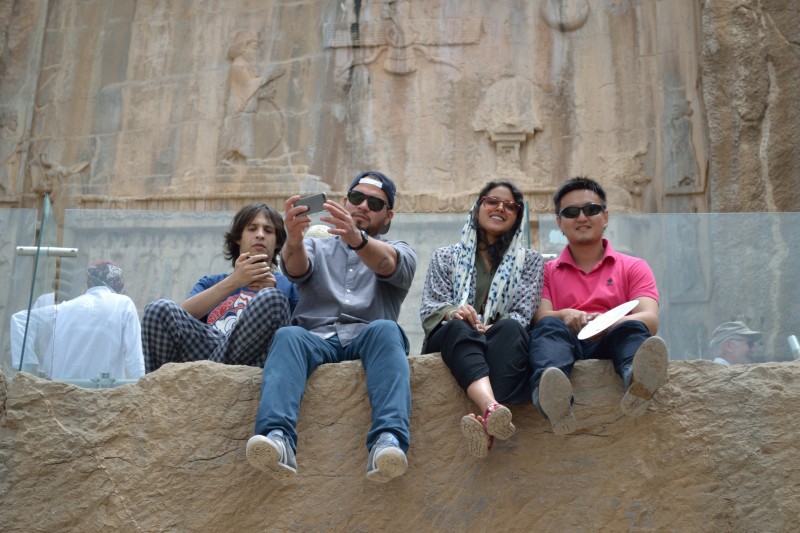 Sara Masry (second from the left) with her classmates at Takht-e Jamshid (Persepolis), outside Shiraz.
