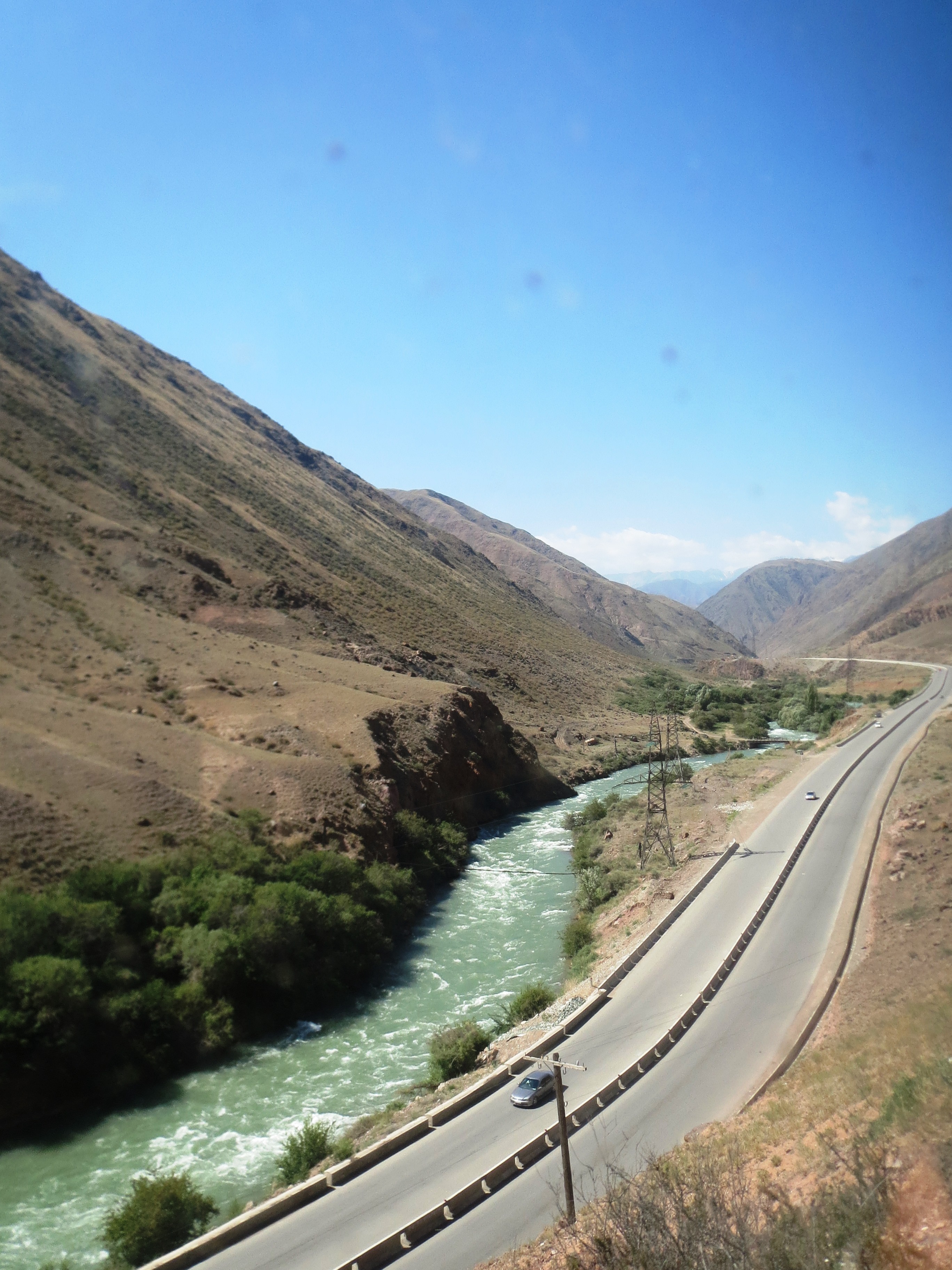 The Boom Gorgeas seen from the Bishkek-Balykchy train. Photo by Zukhra Iakupbaeva.