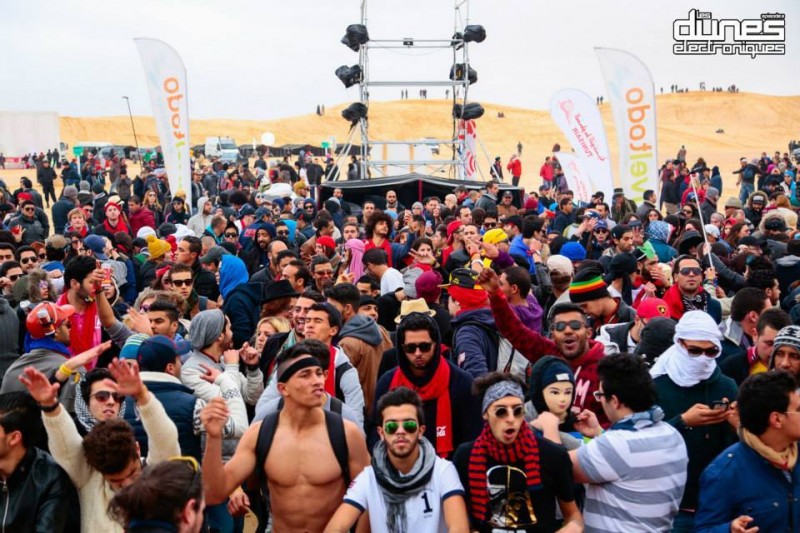 Youth partying at the Star Wars set in Southern Tunisia. Photo by the Facebook Pages of the Electronic Dunes Festival