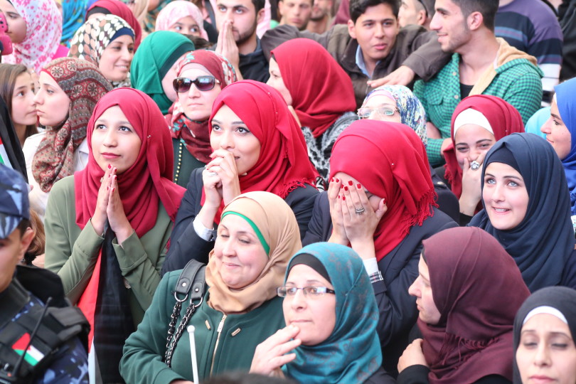 Supporters cheered Al Hroub from Ramallah Square, Ramallah, Palestine. (Source)