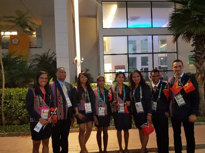 The Timor Leste delegation during the opening ceremonies of the 2016 Olympics in Rio de Janeiro. Photo from Francelina Cabral