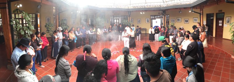 Panoramic view of Kichwa ceremony prior to the start of the workshop. Photo by E. Avila.