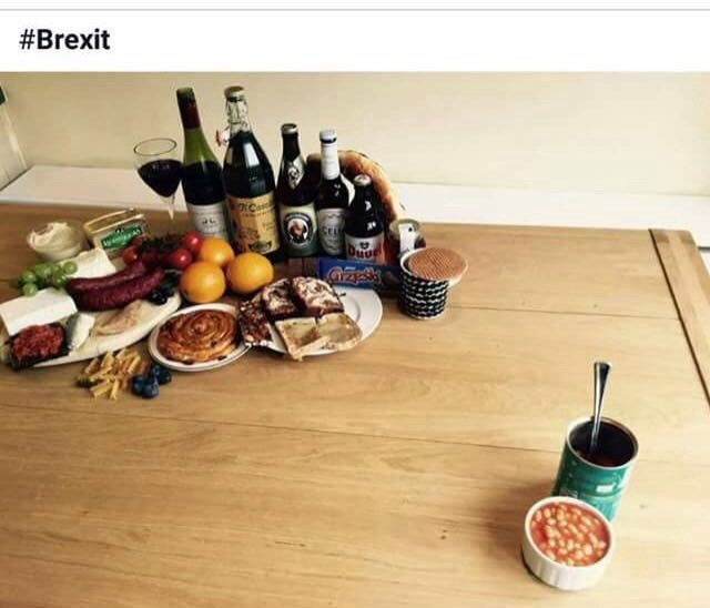 Brexit, as represented by food. A popular meme that made the rounds in the wake of the UK's EU referendum.