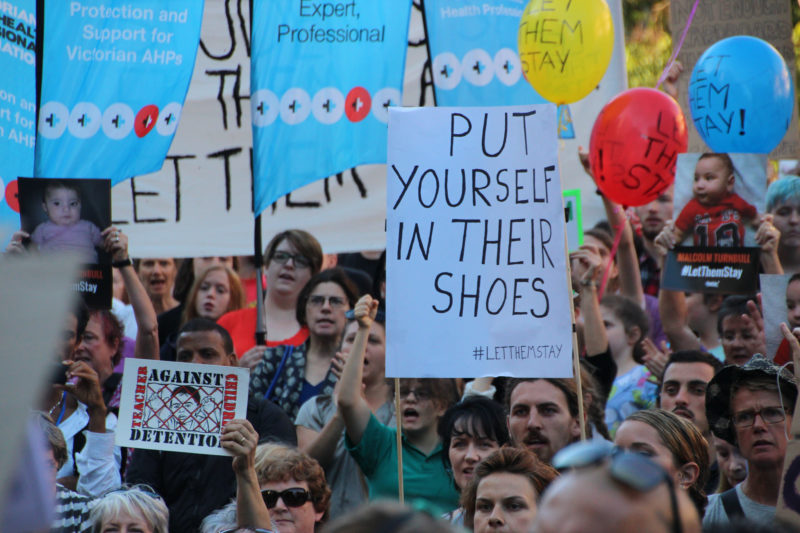 A Melbourne rally protesting the return of asylum seekers and refugees to Nauru. Photo from Flickr page of Takver (CC license)