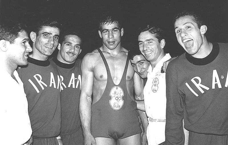 Gholamreza Takhti (middle) in an undated picture in Iran. (Source Wikimedia Commons)