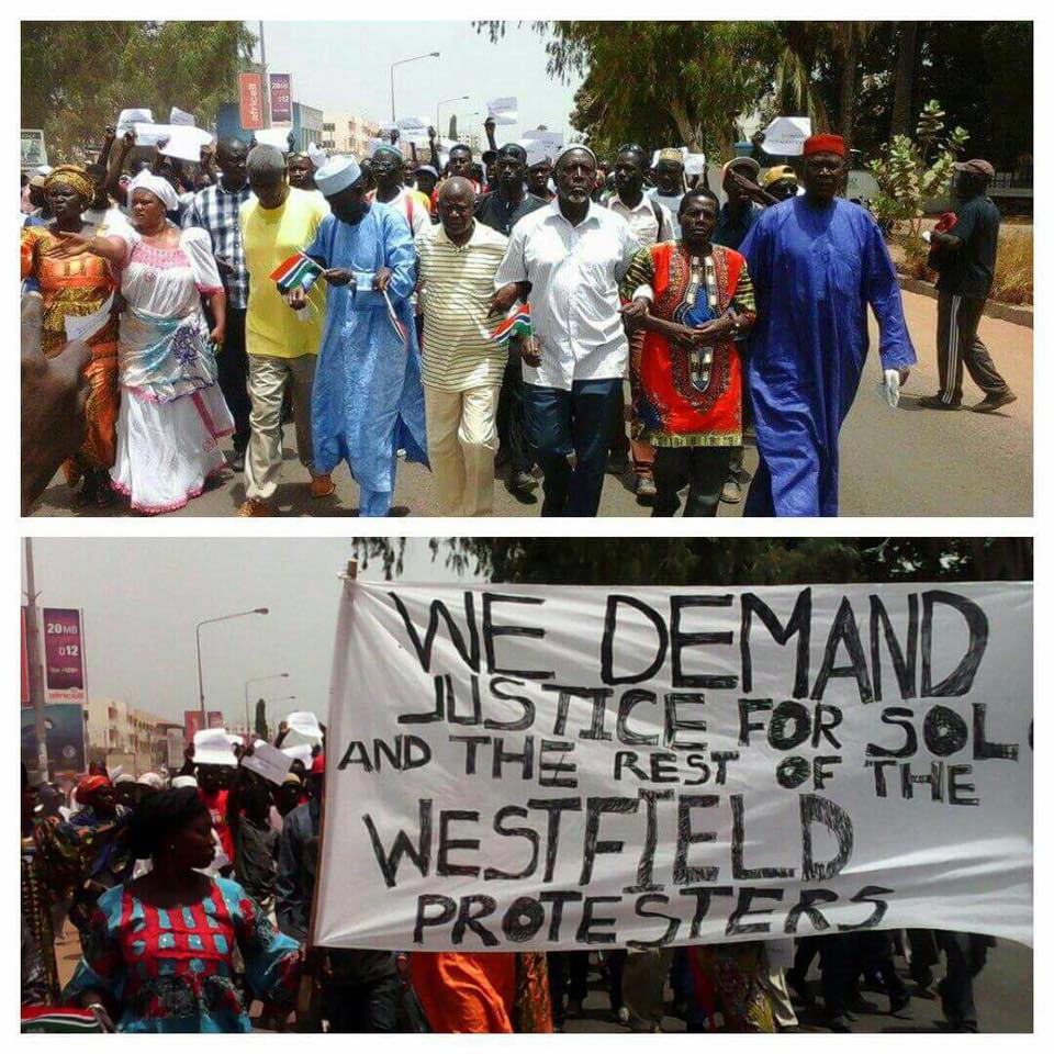 Protestors in Banjul in the Gambia. Photo taken from the main opposition party (UDP) Facebook page. 