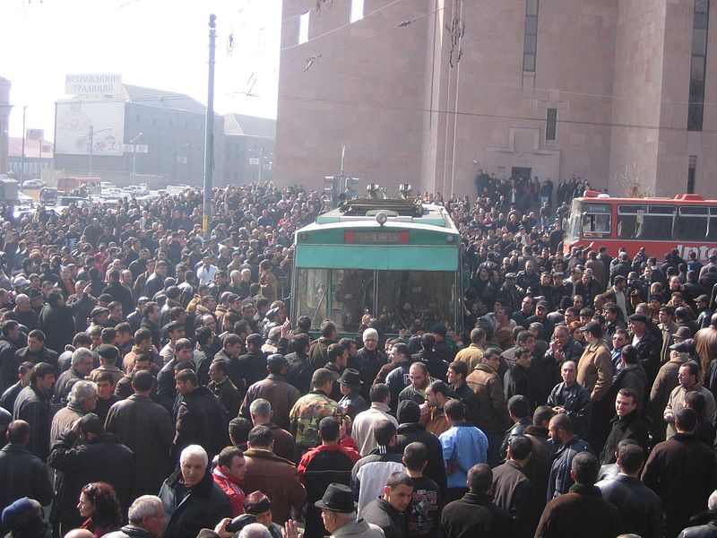 Protests at the 2008 presidential elections in Armenia. Wikipedia image taken by Serouj.