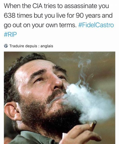 Castro meme that uses a photo by Corbis; widely shared on Facebook. 