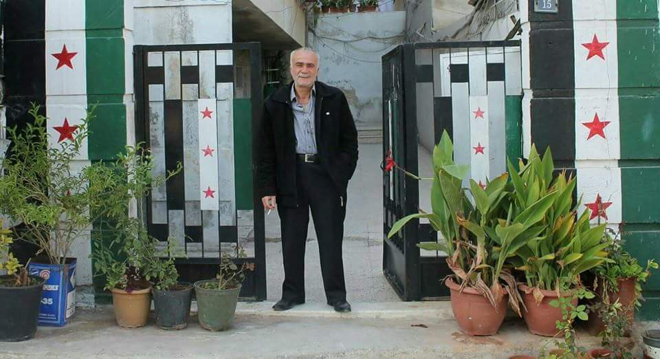Abu Majid at his home in Aleppo. Photo from his daughter's Facebook page.
