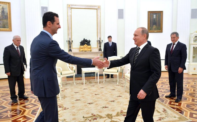 President of Syria Bashar Assad greets Russian president Vladimir Putin at the Kremlin in October 2015. PHOTO: Web site of President of Russia (CC BY 4.0)