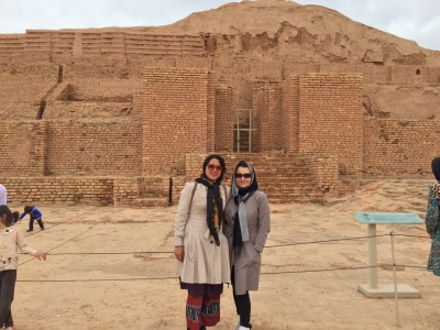 Sara Masry with her mother at the ancient Elamite 'Chogha Zanbil' complex in Khuzestan Province, Southern Iran.