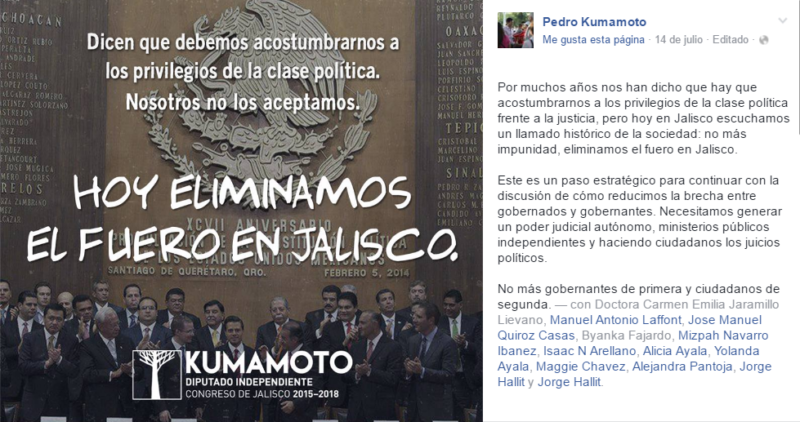 Pantallazo página de Facebook de Pedro Kumamoto.