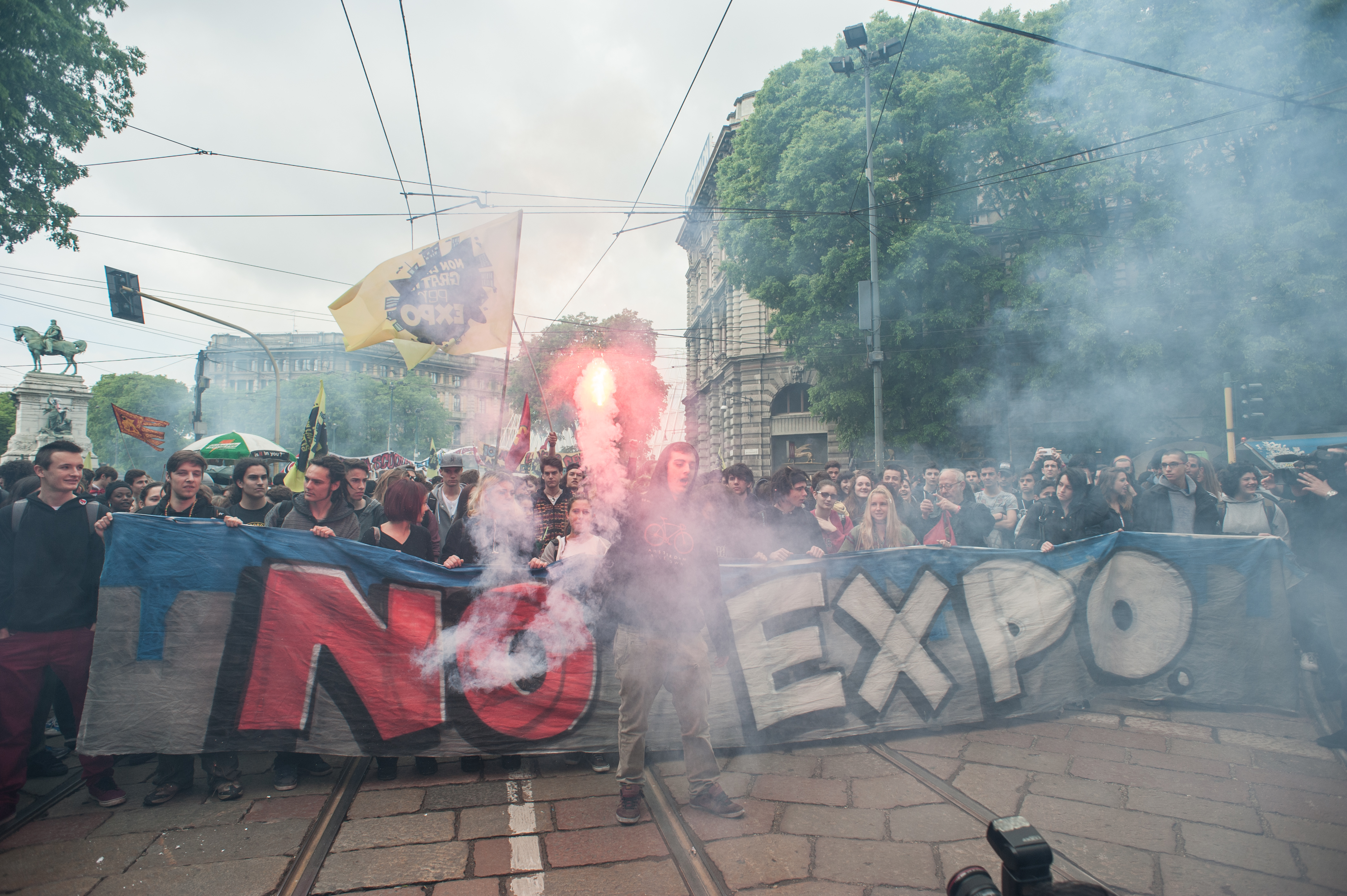 Anti-Expo march in Milan city centre. Photo taken on 30 April 2015 by Marco Aprile. Copyright Demotix.