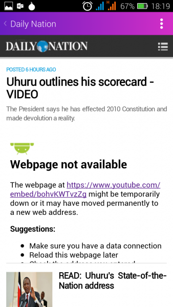 Les sites Web d'actualités suppriment des vidéos, y compris celles du Daily Nation au Kenya, représentées ici. Capture d'écran de Njeri Wangari.