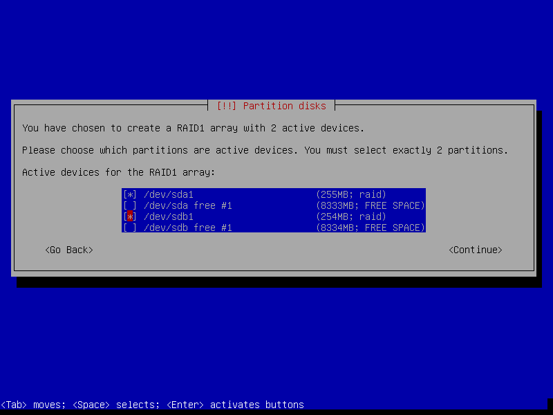 Création du RAID pour /boot Création du RAID pour /boot
